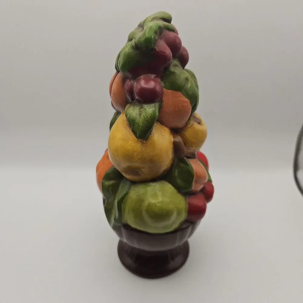 Vintage Handpainted Ceramic Bowl Of Towering Fruit Decor 8 Inch Tall